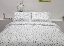 Sofiben Polka Dots, wit/petrolnoppen, 240 x 200 cm