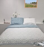 Sofiben dekbedovertrek met doorlopende rits Polka Dots wit / petrol, 300TC katoensatijn, 1 kussensloop