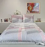 Sofiben dekbedovertrek met doorlopende rits over 3 zijden, dessin Gioco di Linea, 300TC katoensatijn,  afm. 240 x 220 cm  met 2 kussenslopen    - Copy