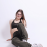 Basic high waisted jogger - washed olive Basic high waisted jogger - washed olive