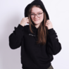 Balloon-sleeved hoodie Life happens dance helps - zwart Balloon-sleeved hoodie Life happens dance helps - zwart