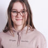 Balloon-sleeved hoodie Life happens dance helps - mauve Balloon-sleeved hoodie Life happens dance helps - mauve