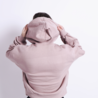 Balloon-sleeved hoodie Life happens dance helps - mauve Balloon-sleeved hoodie Life happens dance helps - mauve