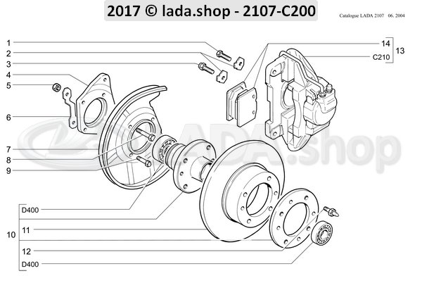 Original LADA 2101-3501800-82, Remblok set (4)