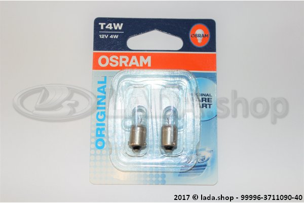 Original LADA 99996-3711090-40, Bulb T4W BA9s (2pcs) OSRAM 3893-02B