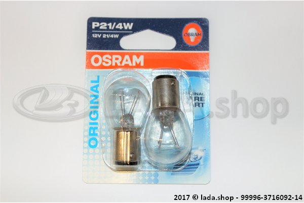 Original LADA 99996-3716092-14, Ampoule P21-4W BAZ15d (2 pièces) OSRAM 7225-02B