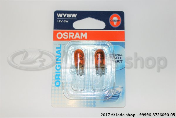 Original LADA 99996-3726090-05, Bulb WY5W W2.1x9.5d (2 pieces) OSRAM 2827-02B
