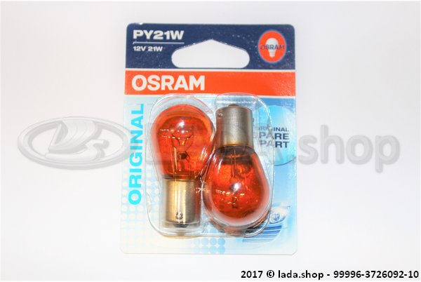 Original LADA 99996-3726092-10, Ampoule PY21W BAU15s (2 pièces) OSRAM 7507-02B