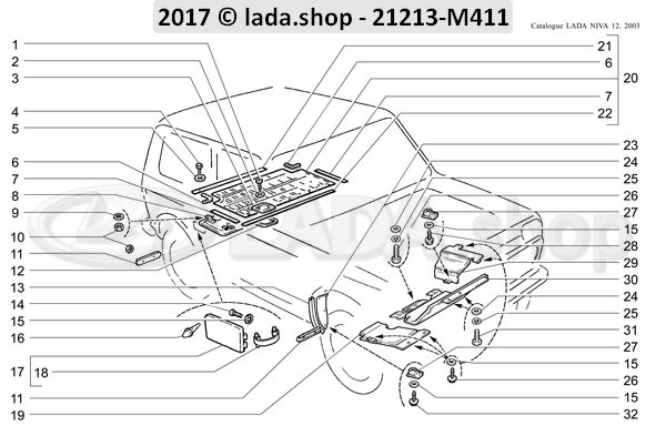 Original LADA 2121-8404310, aba de lama dianteira dir LADA Niva 4x4