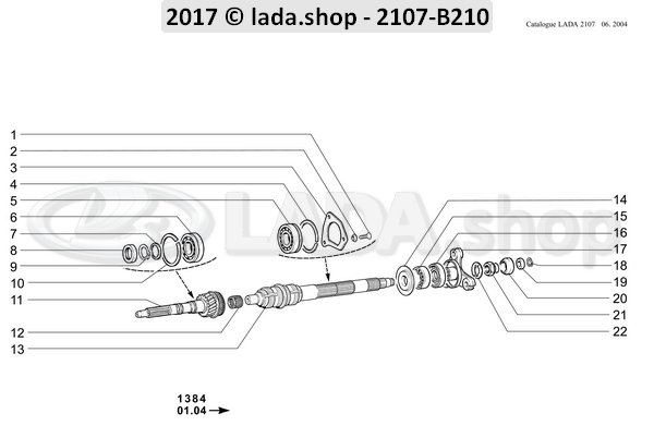 Original LADA 2107-1701025-01, Shaft. Embreagem Z=18 - Copy