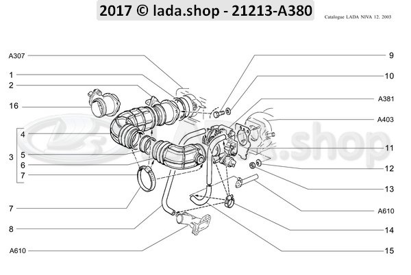 Original LADA 21214-1148035-10, Schlauch