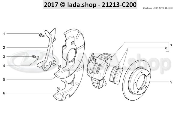 Original LADA 21214-3501013-10, Front brake. LH