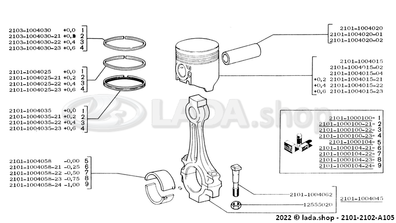 Original LADA 2101-1000100-31, Conjunto De Anéis De Pistão 76 + 0.4 Mm