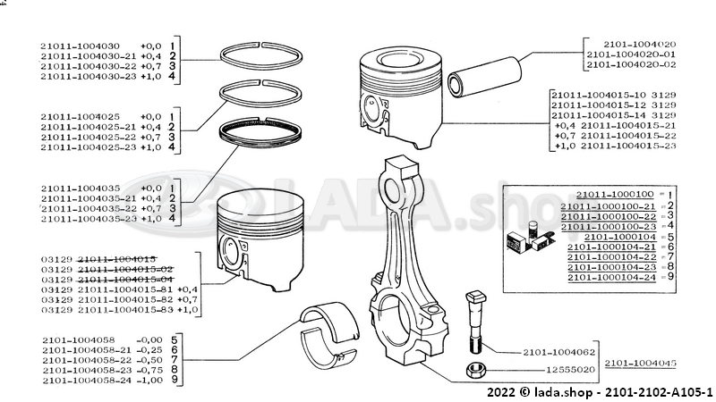 Original LADA 2101-1000104-13, Conjunto De Rolamento Grande Final Conchas De +0.75 Mm