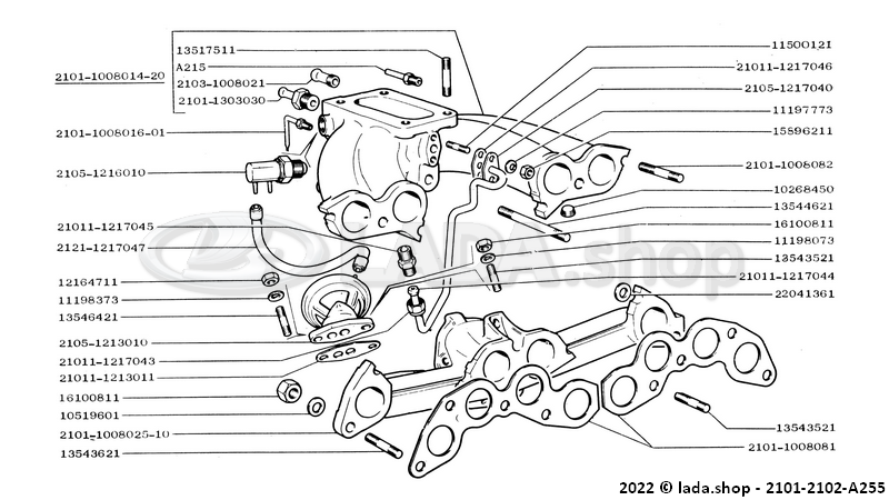 Original LADA 2101-1303030, Raccord Du Carburate