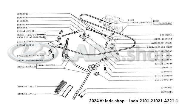 Original LADA 2101-1108035-10, Accelerator link rod