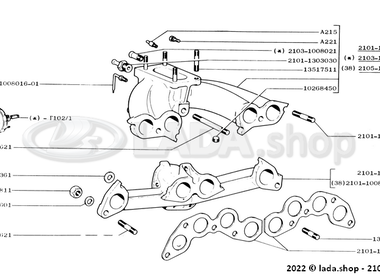 1A254 Inlet and exhaust manifolds