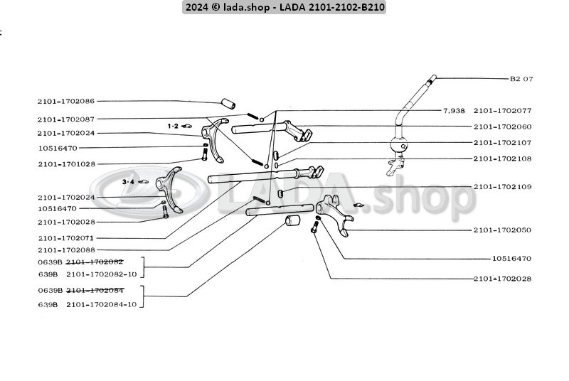 Original LADA 2101-1702050, Selector vork. omgekeerde