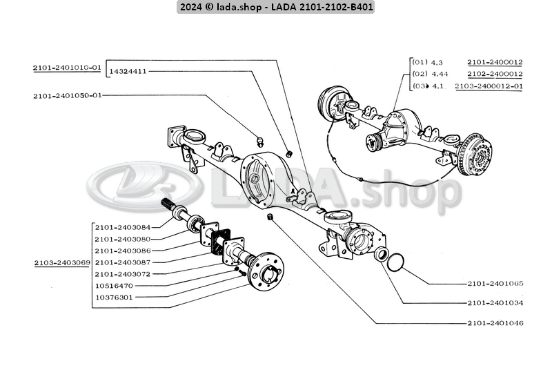 Original LADA 2103-2403069, Rear axle half-shaft 2101-7