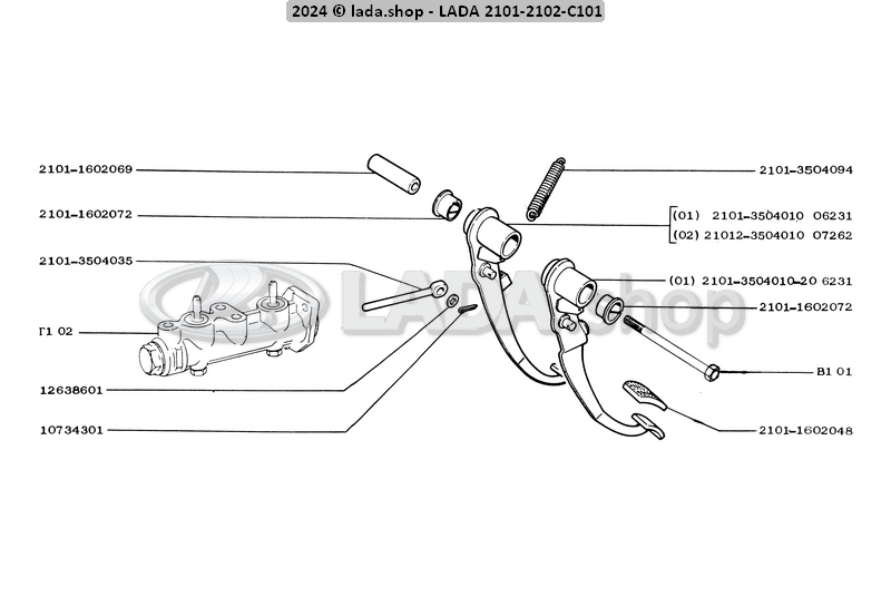 Original LADA 0000-1000734301, Splitpen 2x20