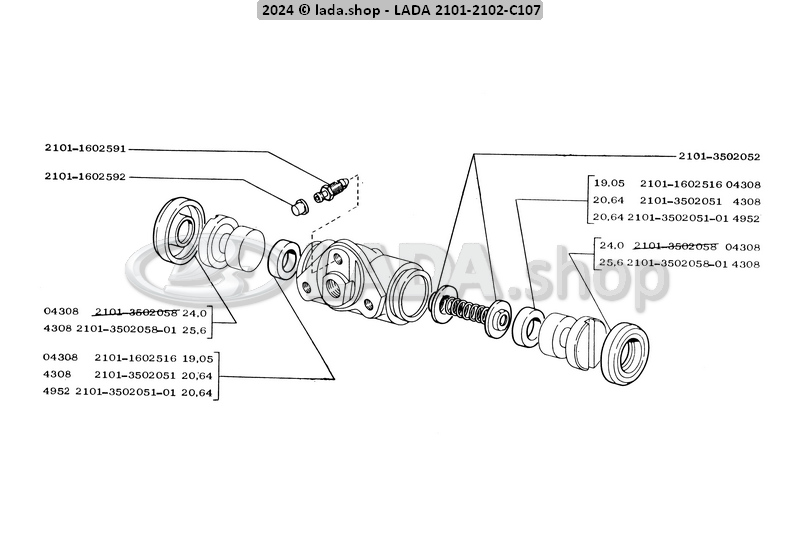 Original LADA 2101-3502051-01, Sealing ring for rear brake 20.64mm