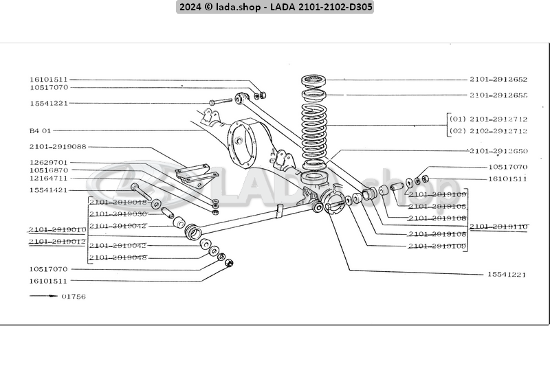 Original LADA 0000-1005541221, Tornillo M12x1.25x70