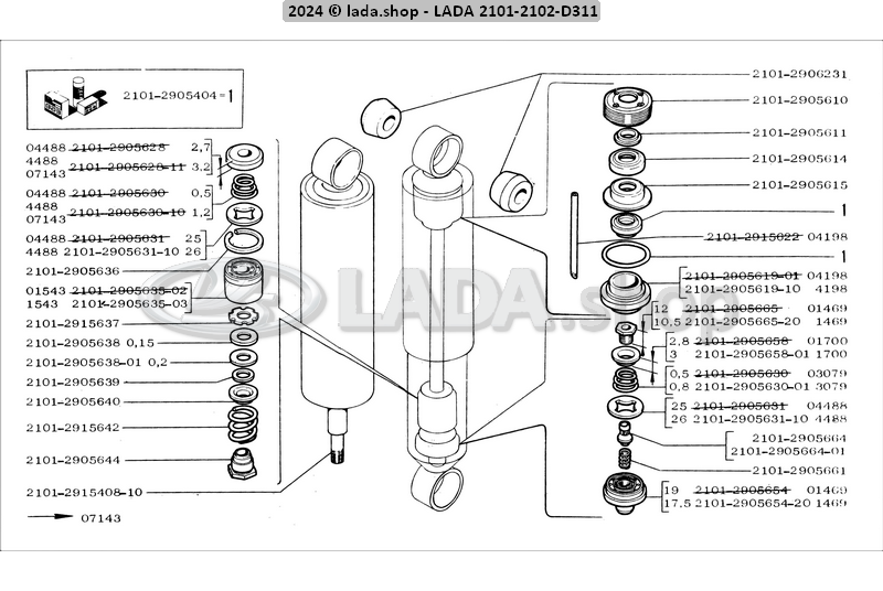 Original LADA 2101-2906231-86, Kit de bujes amortiguador del
