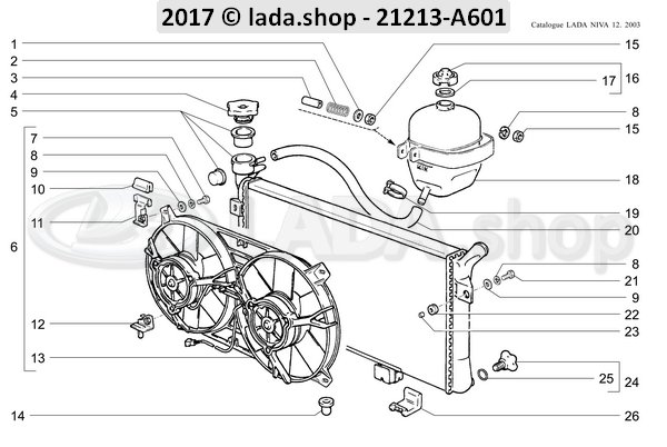 Original LADA 21214-1308008-82, Ventilador electrico del radiador Ø287mm