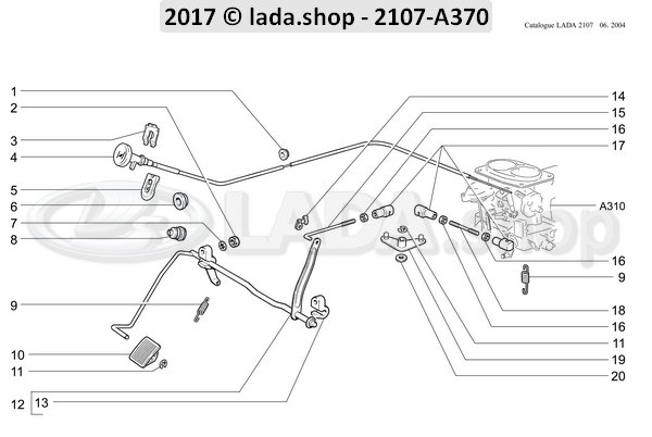 Original LADA 2101-1108035-10, Accelerator link rod