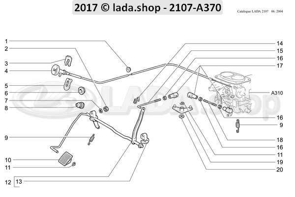 Original LADA 2101-1108035-10, Varilla de acelerador