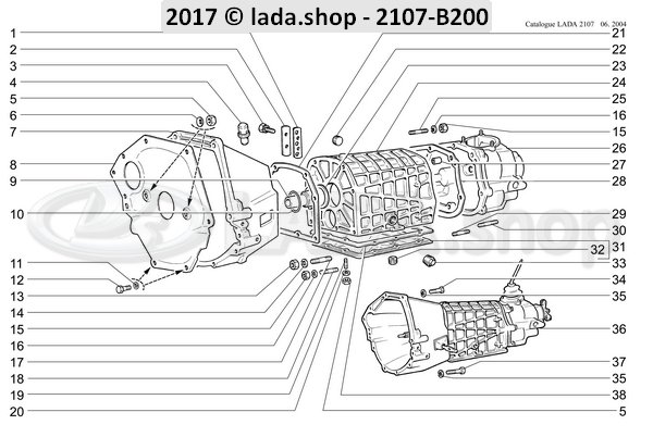 Original LADA 2101-1601120, Bedek koppelingshuis