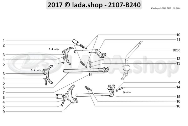 Original LADA 2101-1702024, Horquilla de cambio velocidades 1 y 2