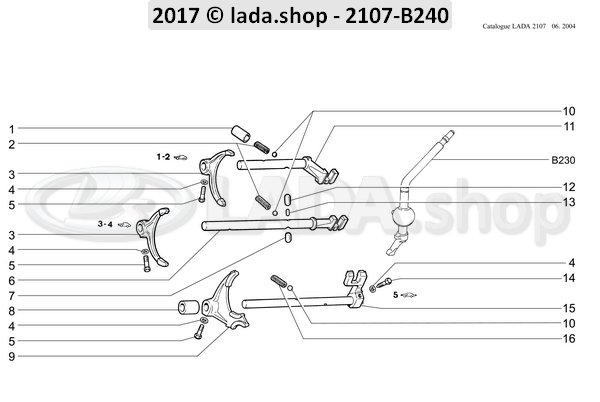 Original LADA 2101-1702071, Vástago de velocidades 3 y 4
