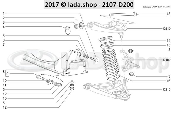 Original LADA 2101-2904200, Voorwielophanging cross-lid
