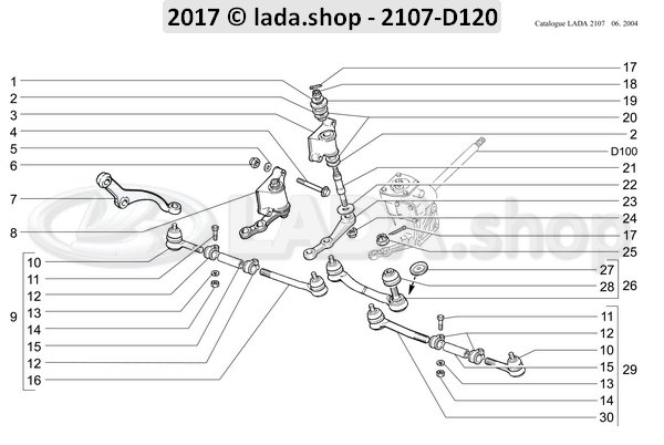 Original LADA 2101-3003064-03, Ponteira Tierod. Interior. esquerda