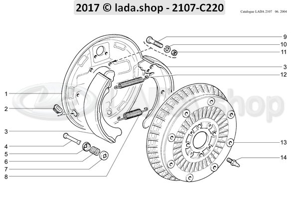 Original LADA 2101-3502090-86, Remschoenen set (4) 2101-7 en Niva 4x4