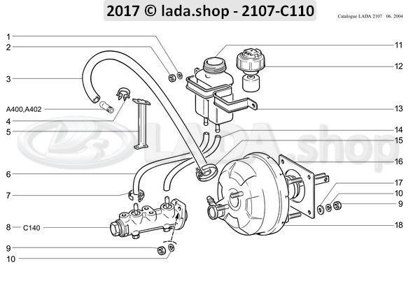 Original LADA 2101-3505009, Cilindro maestro de freno