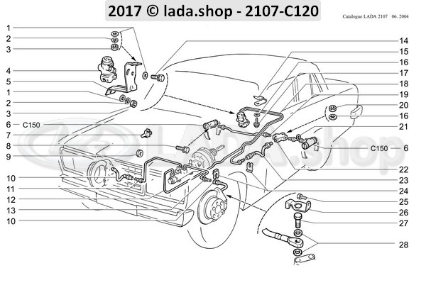 Original LADA 2101-3506085, Tuyau de frein arrière