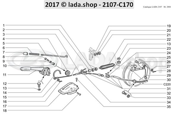 Original LADA 2101-3508068, Cable de freno manual