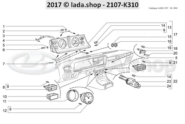 Original LADA 2101-3714300, dashboardkastje licht