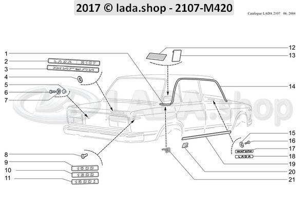 Original LADA 2101-5003076-01, Grapa moldura