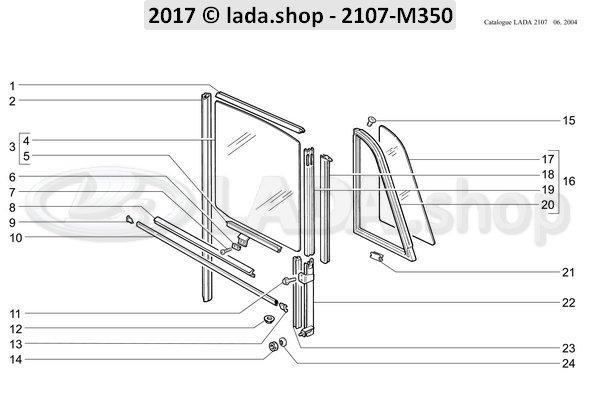 Original LADA 2101-6203250, Coulisse de glace de porte droit