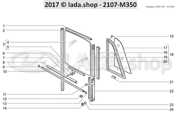 Original LADA 2101-6203251, Coulisse de glace de porte gauche