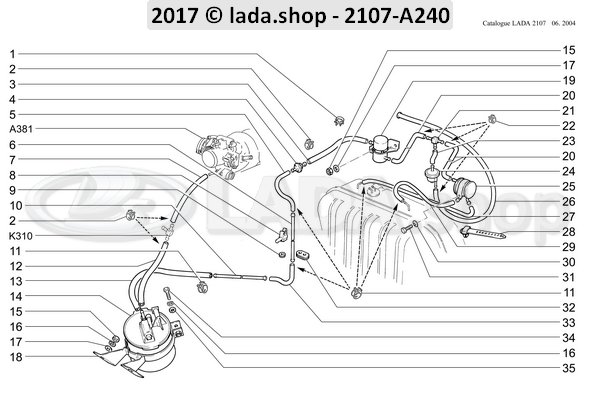 Original LADA 2102-1104025, Hose 255 mm