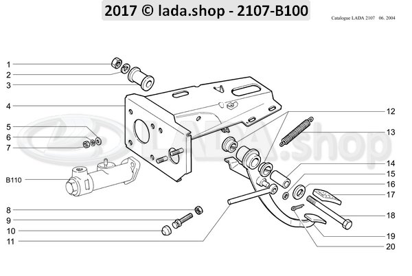 Original LADA 2103-1602010, Pedal de embrague