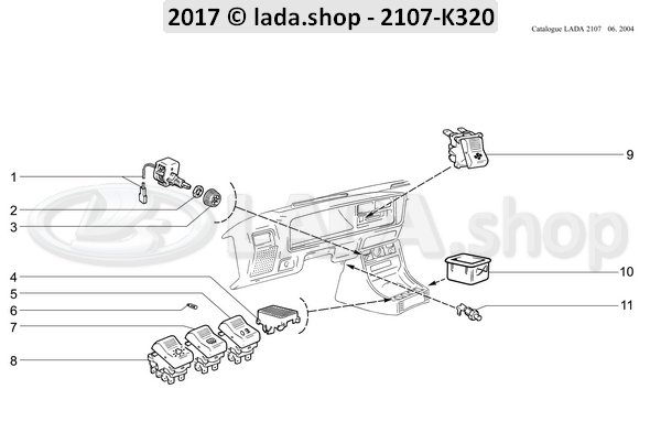 Original LADA 2103-3709680-02, Cadre. commutateurs
