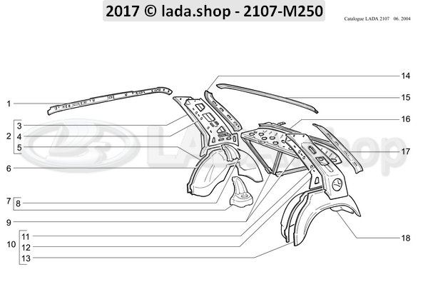 Original LADA 2103-5201410, Pfosten Hinten Rechts