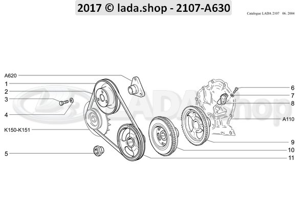 Original LADA 2105-1005054, Ecrou de vilebrequin