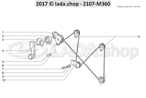 Original LADA 2105-6104020, Front window regulator