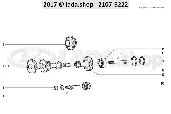 Original LADA 2107-1701092, Axe de pignon intermédiaire